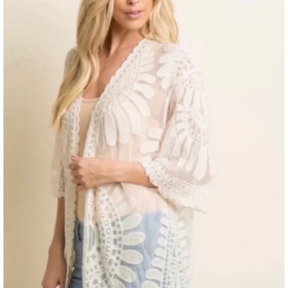 Rebellion Again Lace Kimono Coverup - Size M Boho whimsical - Picture 8 of 8